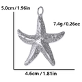 Silver stainless steel starfish pendant with hammered texture, 5.0cm height dimension - Silver Steel - Large Starfish