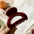 Elegant deep red glossy hair claw clip for women in a minimalist semi-circular design - Wine Red - Lock Shape Medium Claw (6cm)
