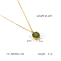 Details zur 45,1cm Gold-Edelstahlkette mit rundem grünen Edelsteinanhänger von 1cm Größe - Grüner Anhänger Stil (HC-N40032-GN)