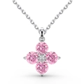 Collier en argent sterling S925 avec pendentif trèfle et zircon rose pour femme - Rose