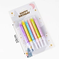 Set of 5 colorful 10cm Happy Birthday spiral candles in unicorn blister packaging - Colorful Happy Birthday Pillar Candle / 5 Pcs Set / Colorful