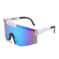 White splash paint sports sunglasses with purple gradient lenses for men and women - C10 White Blue Purple Splatter