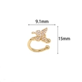 Elegant gold butterfly ear cuff with sparkling zircon crystals measuring 15mm by 9.1mm - 14K Gold Butterfly Style (H-12050)