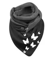 Black thermal fleece scarf featuring white butterfly patterns and a leather metal buckle - 43-Butterfly Butterfly