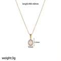 Dettagli collana dorata con ciondolo ovale, dimensioni 12,8mm x 8,5mm e lunghezza 400+60mm - Collana con pendente ovale (TN60356-OL)