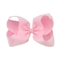 Handmade 6-inch pink grosgrain ribbon hair bow clip for girls, classic layered boutique style - 7.5cm (3 inches) / Light Pink