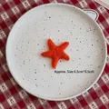 Handmade orange wool felt starfish decoration for Christmas crafts, size 6.5cm x 6.5cm - Star-Orange