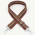 Adjustable ethnic geometric woven strap with silver metal buckles for women's handbags - No.289 Silver Hook