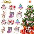 Pastel Christmas ginger man set with snowman and deer ornaments in pink and purple - JBR-68 Macaron Style (12Pcs)