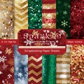 Sparkle theme 6x6 inch scrapbooking paper pad with 12 glitter snowflake designs - R2452 24 Sheets