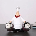 European chef figurine toothpick holder in white uniform with two purple buckets - Toothpick Holder Chef