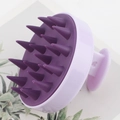 Scalp massager brush with 19 silicone bristles in two-tone purple with finger grip handle - Polished Smooth Style / Two-tone Purple