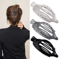 Three oval hair claw clips in transparent grey, dark grey, and black colors - Set 40 (Pack of 3)