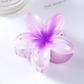 Purple gradient floral hair claw clip in plumeria shape with a matte finish - Purple 7cm