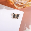 Elegant gradient gray crystal butterfly pendant with gold plating and white zircon accents - Outer 10x12 (Glass 5x10) Single Loop / Dark Grey