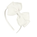 White grosgrain ribbon bow headband for girls, handmade minimalist hair accessory - White