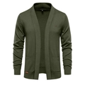 Cardigan da uomo verde scuro senza bottoni con tasche laterali e maglia a coste - S / Verde Oliva