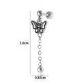 Titanium steel butterfly cartilage stud earring with screw ball back in silver finish - Butterfly Chain Pendant Style (AMY3-5#)