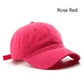 Classic rose red cotton canvas baseball cap with adjustable strap and curved brim - Adjustable / Rose Red