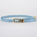 Light blue woven belt with gold metal buckle and knotted design for women - 110*0.8 / Sky Blue