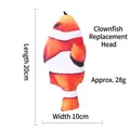 Clownfish plush replacement head for cat teaser stick with bell, 20cm length orange fish - Clownfish / 【product Attributes】this Product Is A 【clownfish-shaped】plush Toy Replacement Head Mainly Used In Pet Toys And Cat Wands. The Colors Are A Classic Combination Of 【orange White And Black】. The Material Appears To Be 【short Plush】 With Simple Filling. The Dimensions Shown In The Picture Are 【length 20cm Width 10cm】 And The Weight Is Approximately 【28g】. 【visual Presentation】the Image Is A Typical 【white Background Specification Chart】 Centered. Quality Is 【medium】 The Lighting Is Rather Flat Lacking Detail. Aesthetics Are 【low】 Overall Rating Is 【5.5】. The Main Problem Is That The Pure White Background Is Too Monotonous Lacking Brand Appeal And Attractiveness As A Main Image Or Detail Image. 【text Content】contains Key Parameters In Chinese; It Is Recommended To Translate Them All Into English: 'length 20cm' 'width 10cm' 'clownfish Replacement Head' 'approx 28g'. 【logistics Label】none. [infringement Risk] This Image Is Based On The Real Clownfish (prince Clownfish) Found In Nature. It Is A Generic Biological Image And Not A Specific Ip Copyright Image Like Those From Disney. The Risk Of Infringement Is Low. Probability [0.1]. [product Parameters] Summary: Length 20cm Width 10cm Weight Approximately 28g.