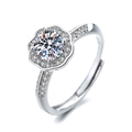 Elegant floral moissanite ring with adjustable silver band and sparkling gemstones - Highlight Flower Cluster Style (KL-06)