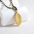 Collana a doppio strato in acciaio inossidabile oro 18K con perline nere e stella marina - Forma a Foglia