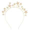 Détail d'un serre-tête doré fin orné d'étoiles scintillantes en strass sur fond blanc - Or