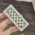 Elegant cream rectangular hair clip with black grid pattern and colorful rhinestones - Rectangular Plaid Rhinestone Pearl Clip
