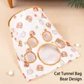 Kattentunnel tas met beer print en interactieve pluche ballen op lichte houten vloer - 50*45cm / Beer