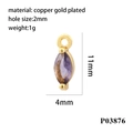 18K gold plated marquise pendant with purple zircon and technical size specifications - Gold/Purple Zirconia