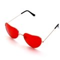 Fashionable heart shaped sunglasses with gold metal frame and red tinted lenses for women - Red Lens
