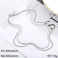 Double-layered silver titanium steel flat snake chain necklace with dimension details - Silver Double Layer Necklace (KN232344-Z)
