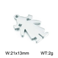 Silver girl silhouette pendant in titanium steel with laser cut finish, 21x13mm size - Steel Color Girl Style 2 (KLJ2353-Z)