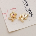 Detail of 21mm gold-plated floral pendant with red gemstone and zircon for DIY jewelry - 11# Micro-inlay Flower
