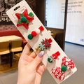 Five-piece Christmas themed hair clip set for girls featuring sequins and pom-poms - Style 5 Christmas Star 5Pcs Set
