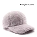 Plush faux fur baseball cap in light purple, soft warm winter headwear for women - Light Purple