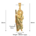 Gold plated St. Jude religious pendant with green and black zircons, 46mm height - Wine Red L021093-Saint Gold Multi CZ