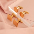 Polished gold-plated stainless steel cufflinks set in round and square geometric shapes - 2 Square + 2 Round (15mm) / Gold