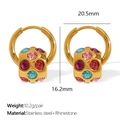 Boucles d'oreilles créoles en acier inoxydable doré avec strass colorés géométriques - Boucles d'Oreilles Dorées Strass Multicolore (EH836CRRG)