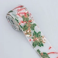 Nastro trasparente bianco di Natale con foglie verdi e campanelle dorate per decorazione. - Albero Di Natale Verde Largo 5 Cm 10 Iarde Per Rotolo