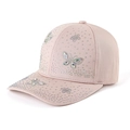 Casquette de baseball rose en coton avec strass papillons et visière incurvée - Kaki