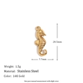14K gold plated stainless steel seahorse pendant charm with 20.5x7.7mm measurements - Seahorse Pendant - Gold