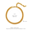 Polished gold stainless steel Cuban link bracelet with 18+5cm adjustable length - SL-6 / Gold