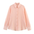 Roze gestreept shirt met lange mouwen met verticale textuur en losse pasvorm - XS / Roze