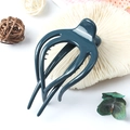 Pince à cheveux mate bleu canard au design minimaliste creux fabriquée en Corée - Bleu Encre Brillant