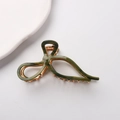 Pince à cheveux nœud élégante en résine olive et ambre avec cadre doré en métal - Vert de Palais