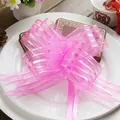 Pink striped organza bow for wedding car decoration and elegant gift packaging - Pink