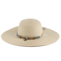 Beige wide brim straw hat with woven rope and starfish charm for beach travel - M (56-58cm) / Beige