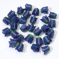 Blaue Tulpenknospen-Perlen mit Glitzer und klaren Details für DIY Schmuckherstellung - 1 Stück / Blau